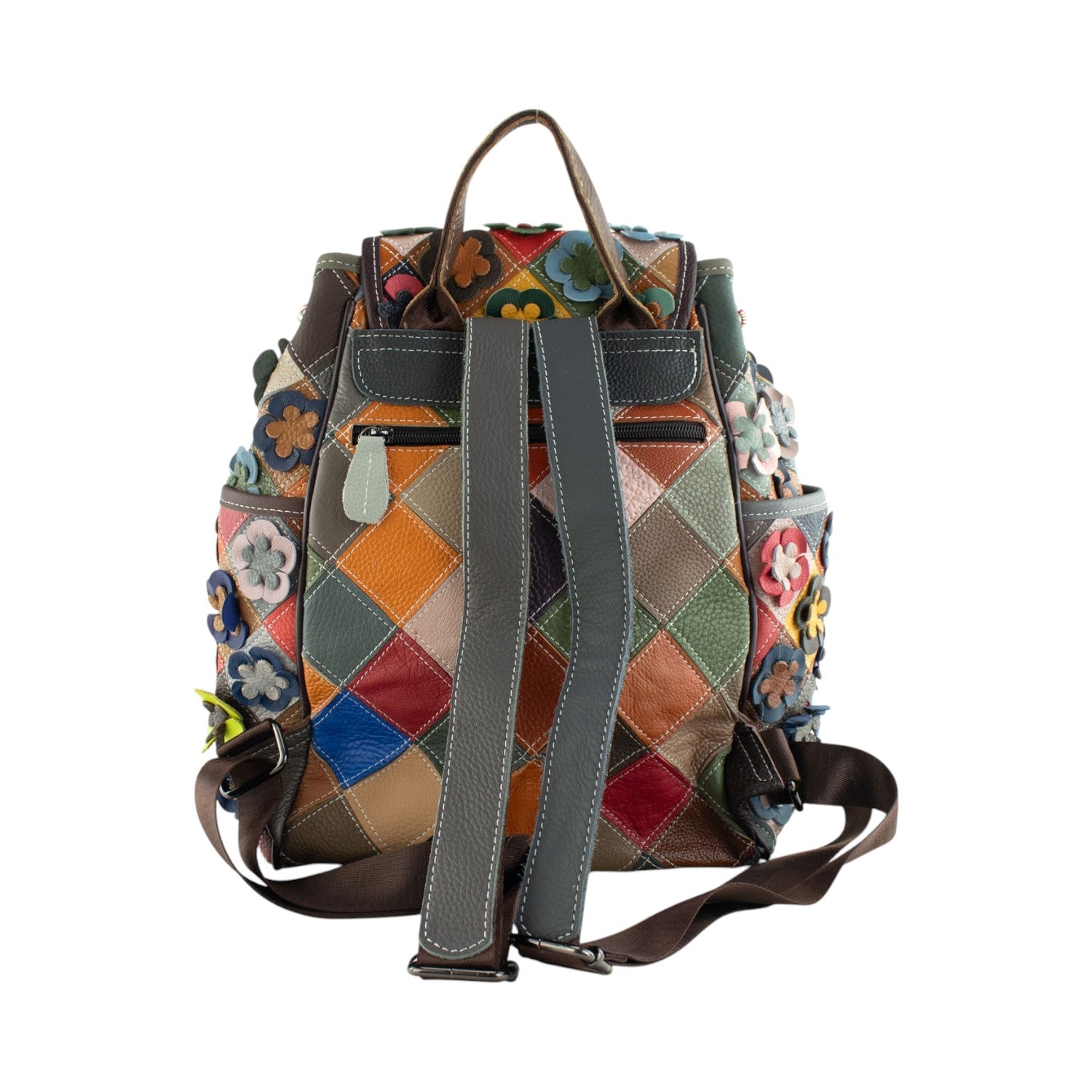 Mochila con solapa de Piel Pregato Mosaic Flower - KimondoShop