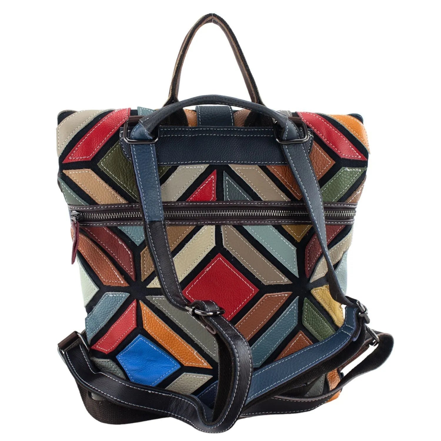 Mochila de Piel con broche Pregato Mosaic Geometric - KimondoShop