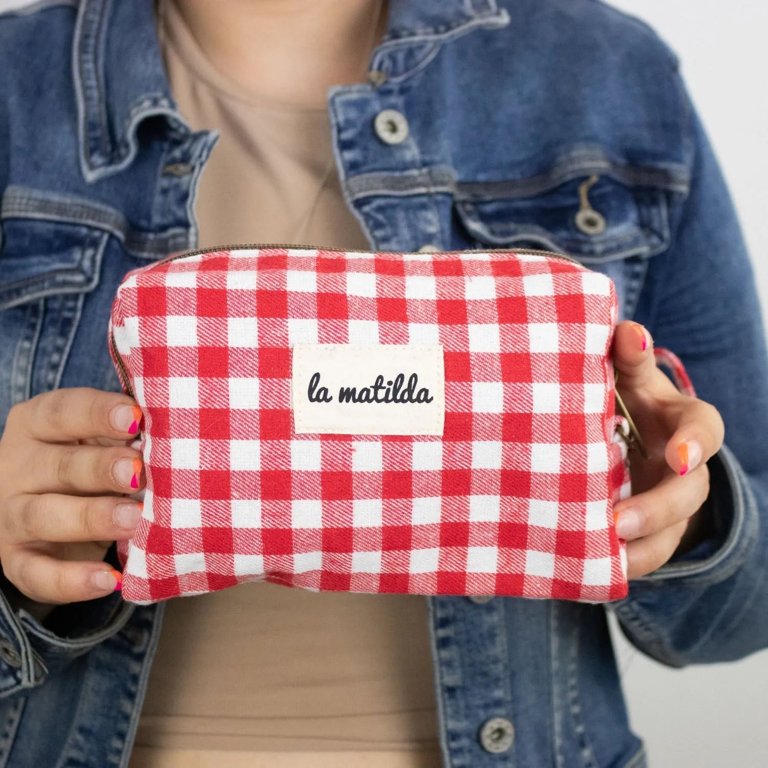 Neceser con base La Matilda Vichy Rojo - KimondoShop