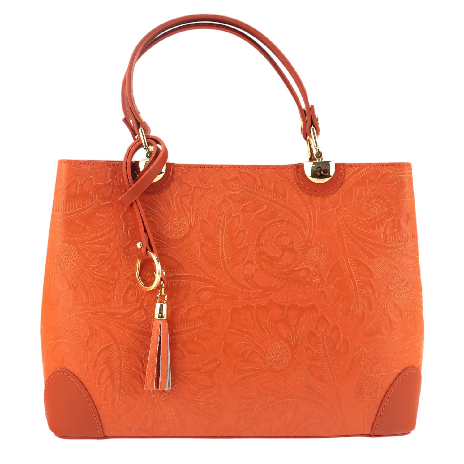 Bolso en piel Pregato Eleganza Grabado Naranja