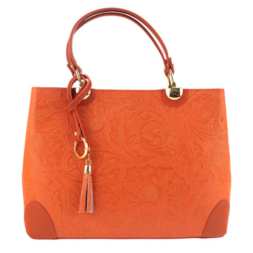 Bolso en piel Pregato Eleganza Grabado Naranja