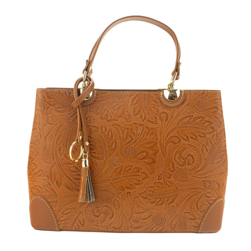Bolso en piel Pregato Eleganza Grabado Camel